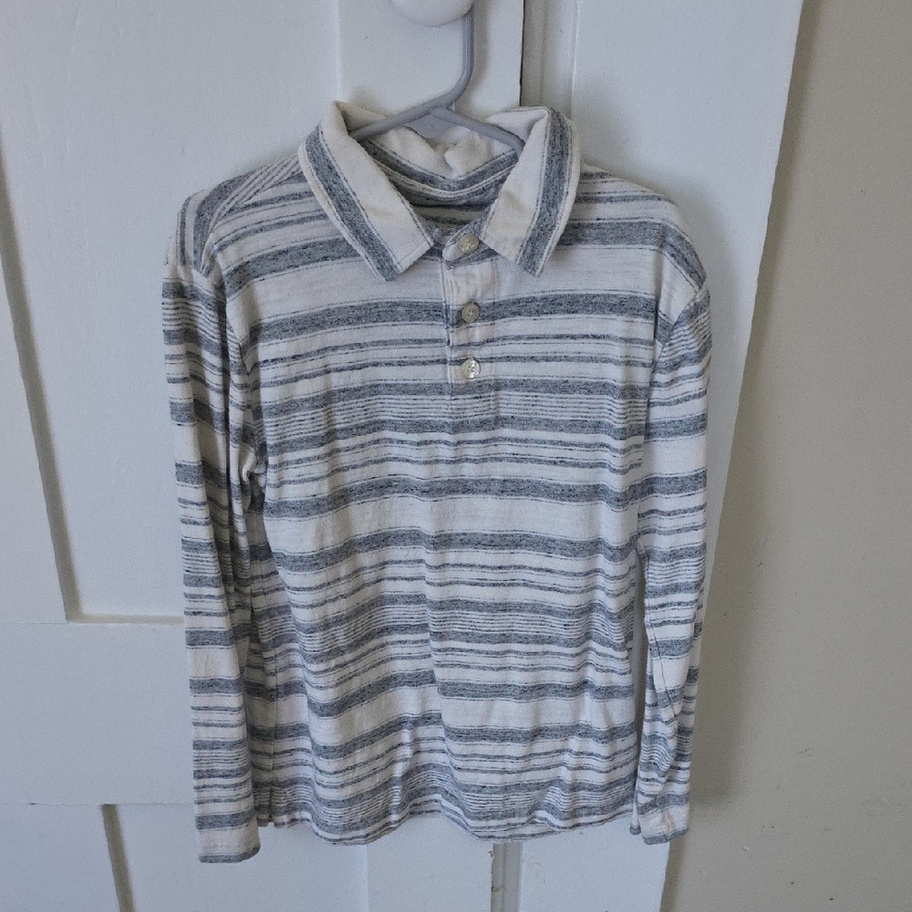 Crewcuts Gray and White Striped Polo Shirt